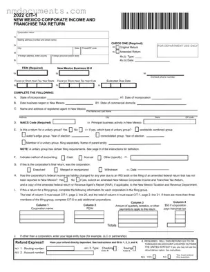 Printable Cit 1 New Mexico Form in PDF