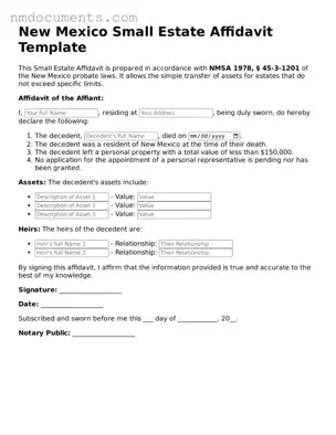 Valid New Mexico Small Estate Affidavit Document