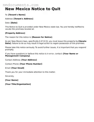 Valid New Mexico Notice to Quit Document