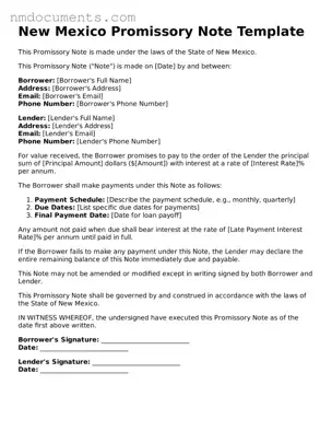 Valid New Mexico Promissory Note Document