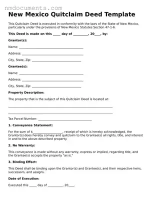 Valid New Mexico Quitclaim Deed Document