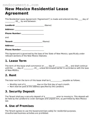 Valid New Mexico Lease Agreement Document