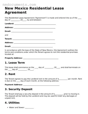 Valid New Mexico Residential Lease Agreement Document