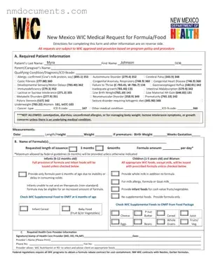Printable New Mexico Wic Prescription Form in PDF