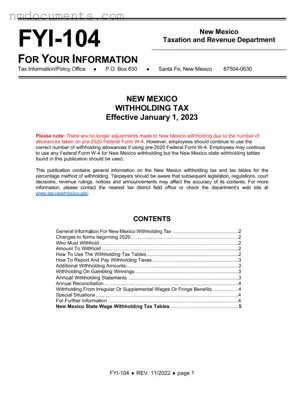 Printable New Mexico Withholding Form in PDF