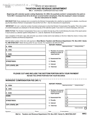 Printable State Of New Mexico Wc 1 Form in PDF